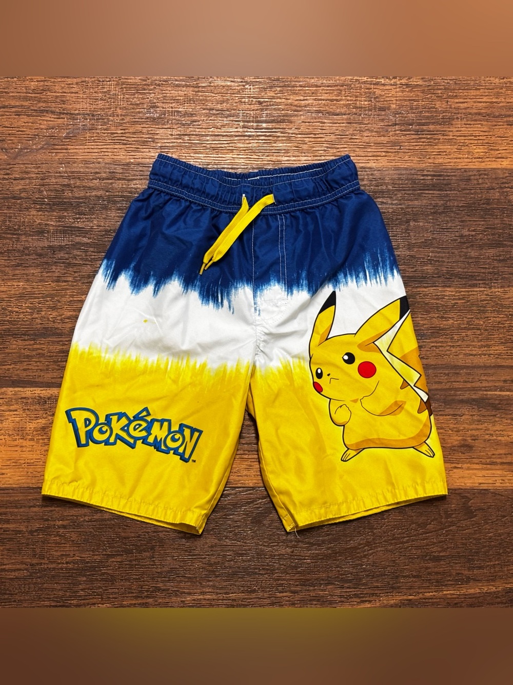 Pokemon Boys Blue White Yellow Pikachu Swim Trunks